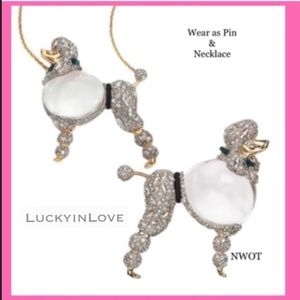 ALEXIS BITTAR NEW Clear Crystal French Poodle Convertible Brooch Pin & Necklace